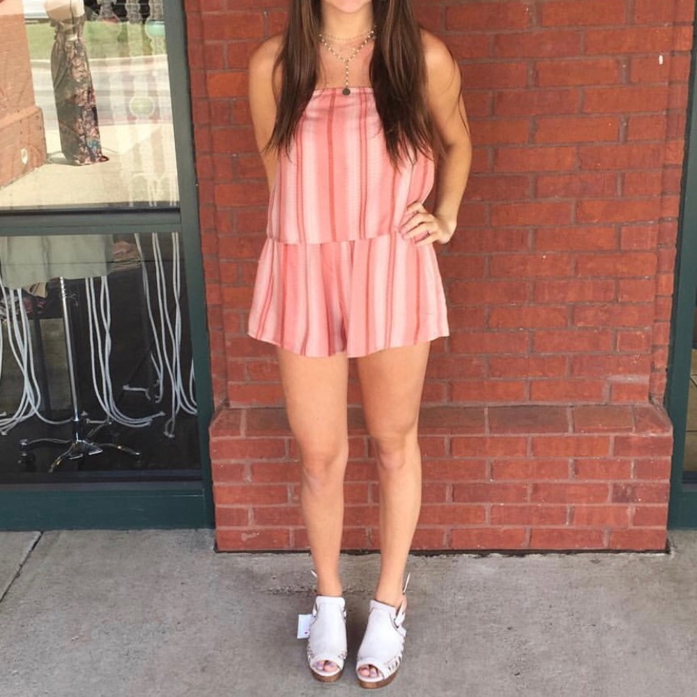 Pink Striped Romper